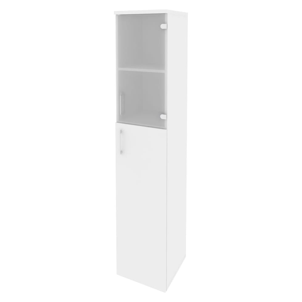 Шкаф высокий узкий правый (1 средний фасад ЛДСП + 1 низкий фасад стекло) 400x420x1977 Onix